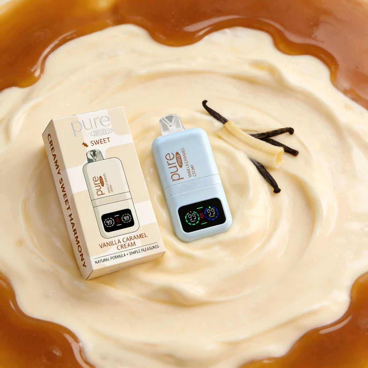 CAFFEINE VAPE — Vanilla Caramel Cream (0% Nicotine) - 10,000 Puffs