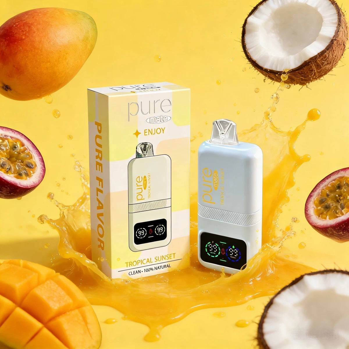 CAFFEINE VAPE — Tropical Sunset (0% Nicotine) - 10,000 Puffs
